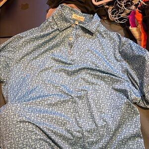 Peter Millar Blue Cocktail Patterned Casual Button Down Shirt